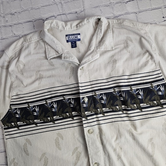 B.U.M. Equipment Other - Vintage B.U.M. Equipment XL Corduroy Shirt Hawaiian Floral Short Sleeve Button